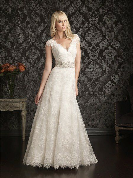 A line cap sleeve wedding dresses Photo - 7