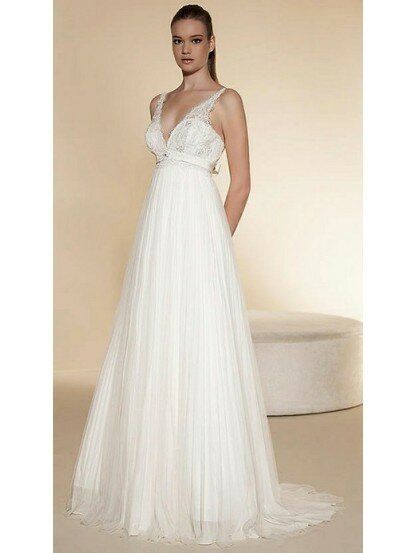A line empire waist wedding dresses Photo - 3
