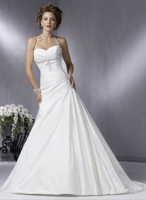 A line halter wedding dresses Photo - 1