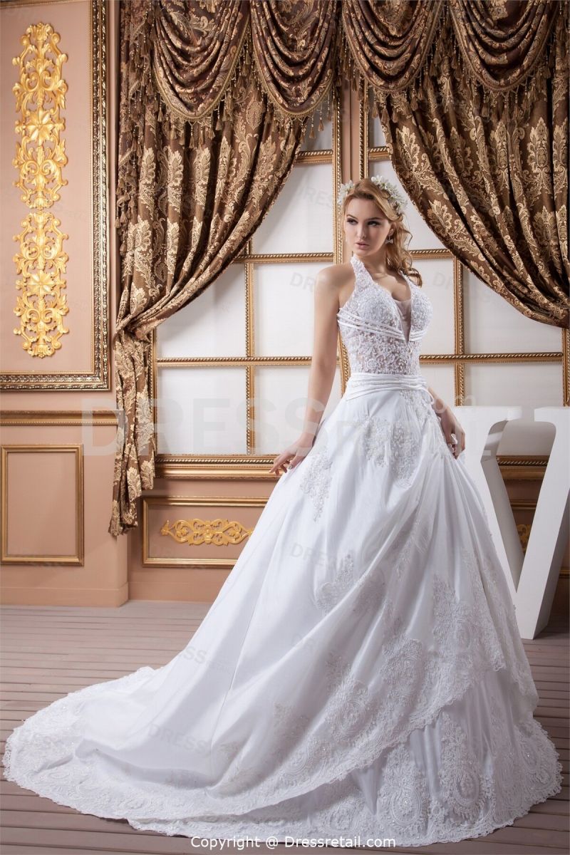 A line halter wedding dresses Photo - 2