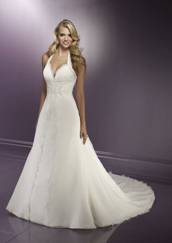 A line halter wedding dresses Photo - 7