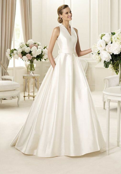A line satin wedding dresses Photo - 9