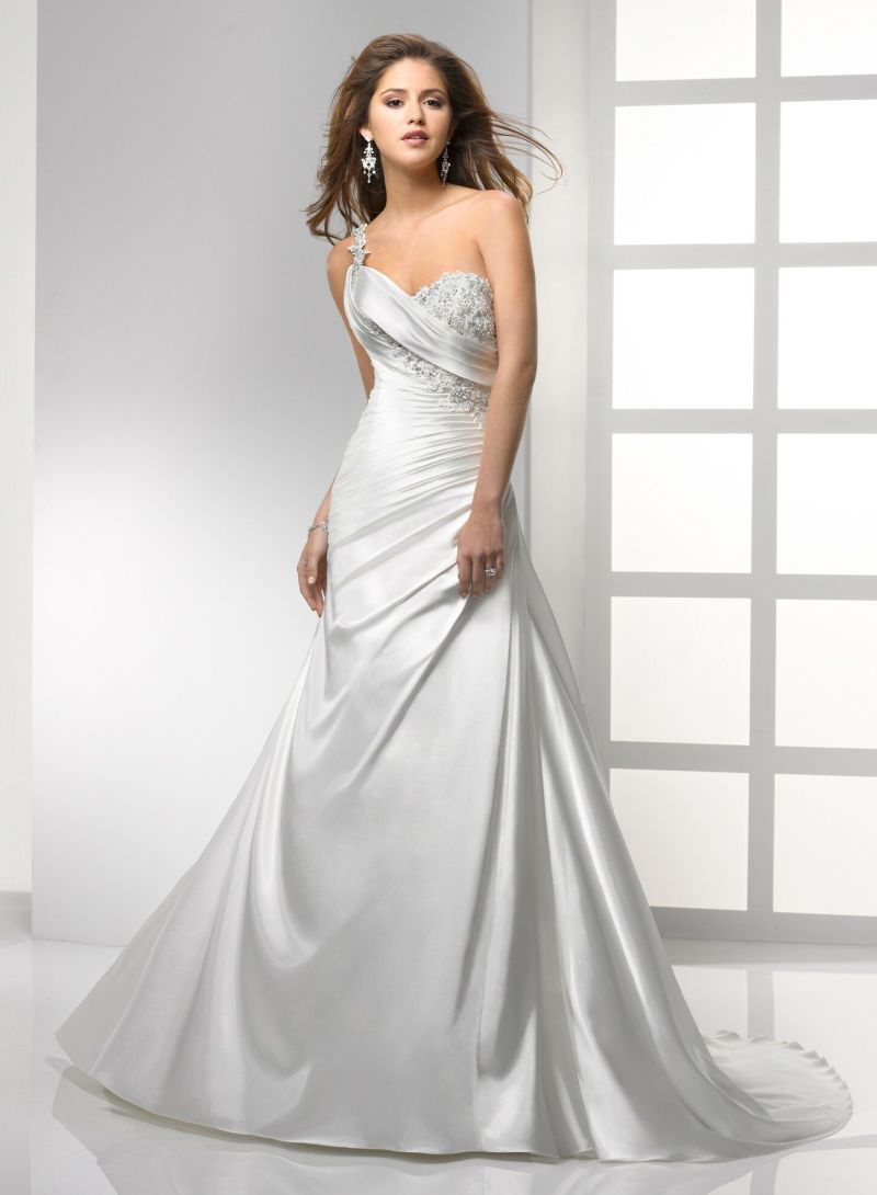 A line satin wedding dresses Photo - 5