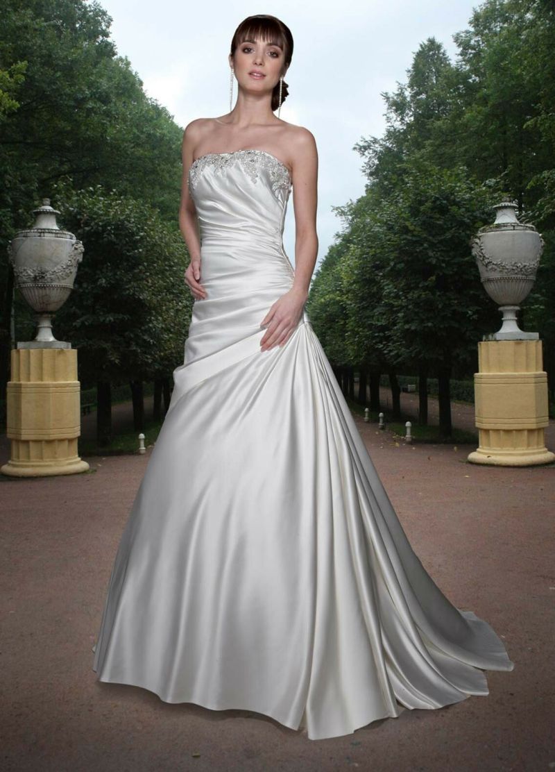 A line satin wedding dresses Photo - 6