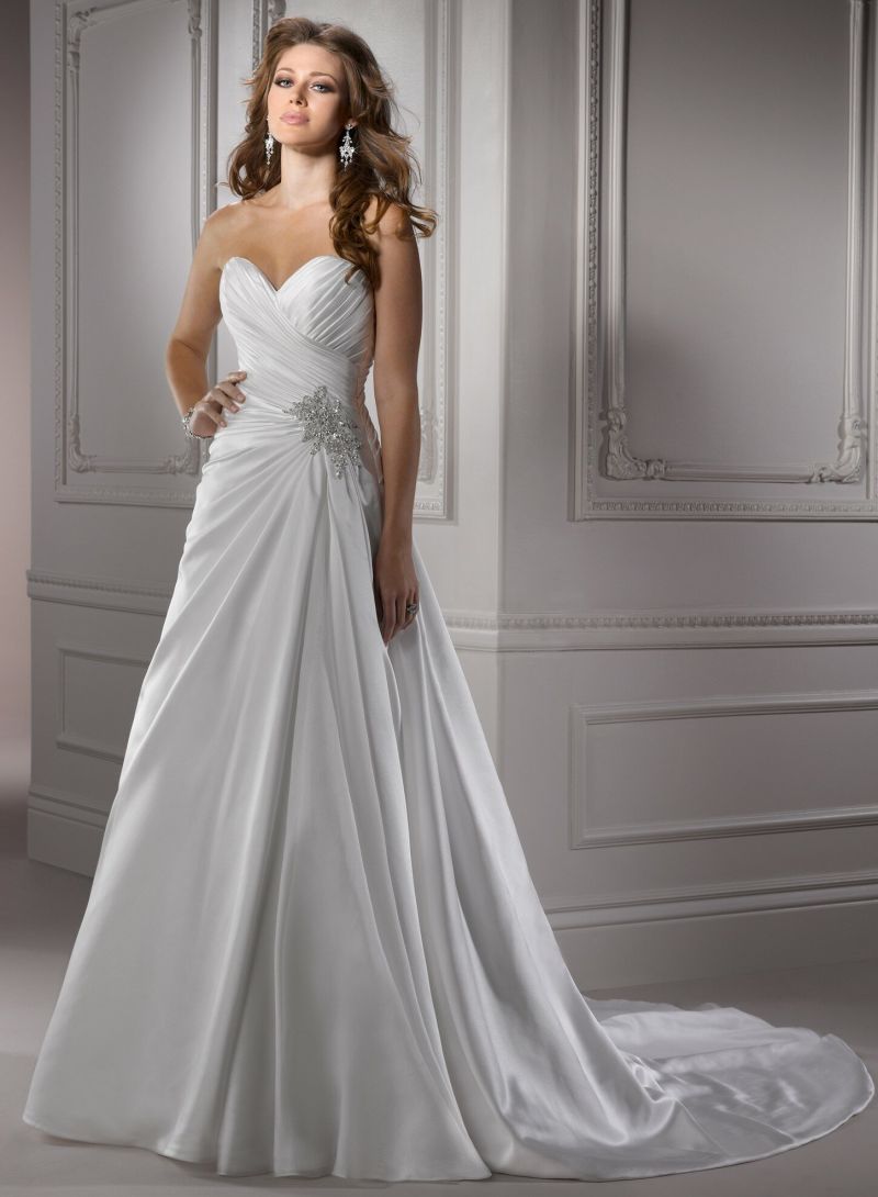 A line satin wedding dresses Photo - 7