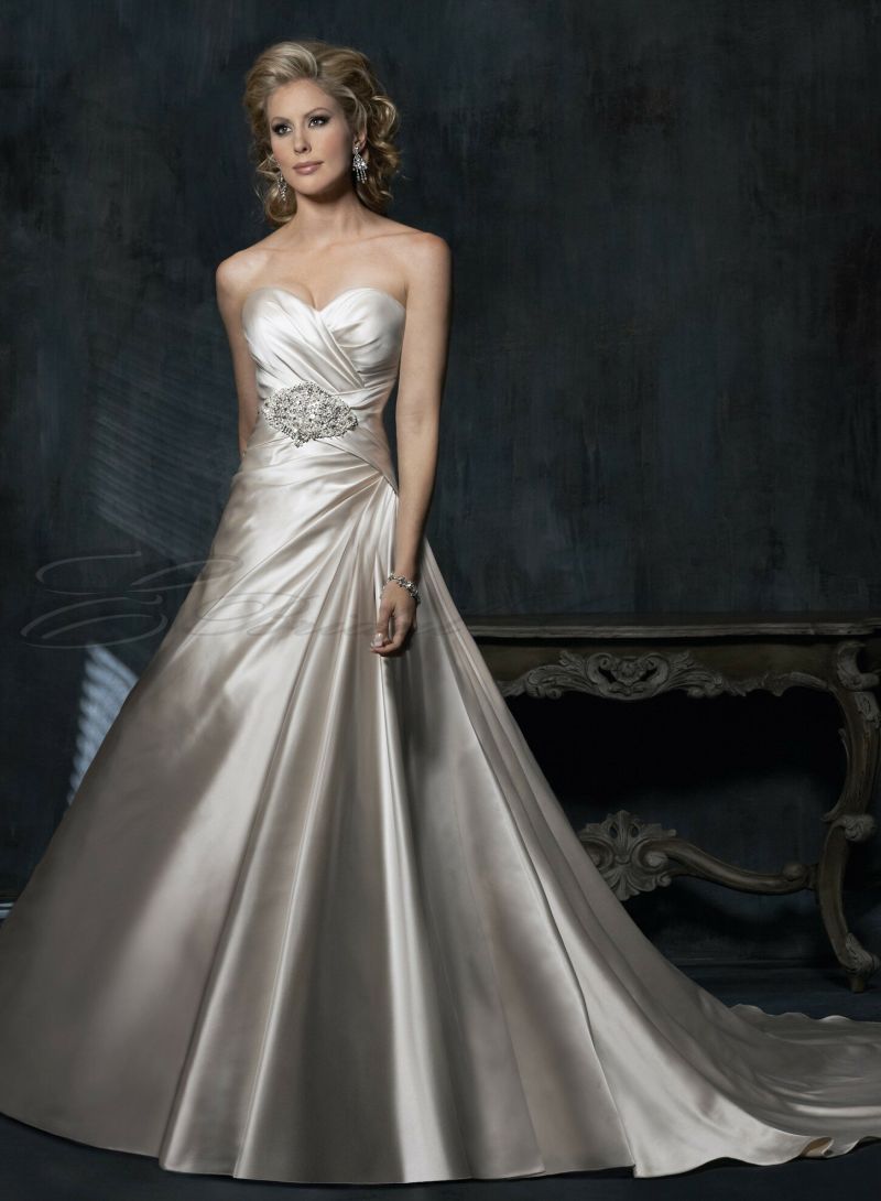 A line satin wedding dresses Photo - 8
