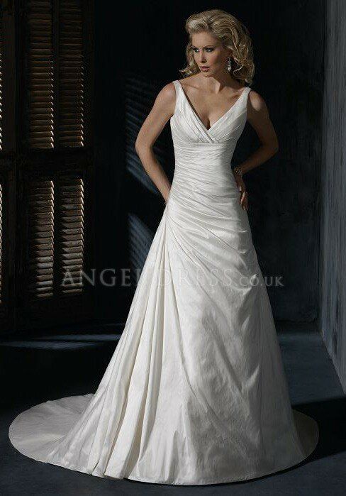 A line v neck wedding dresses Photo - 1