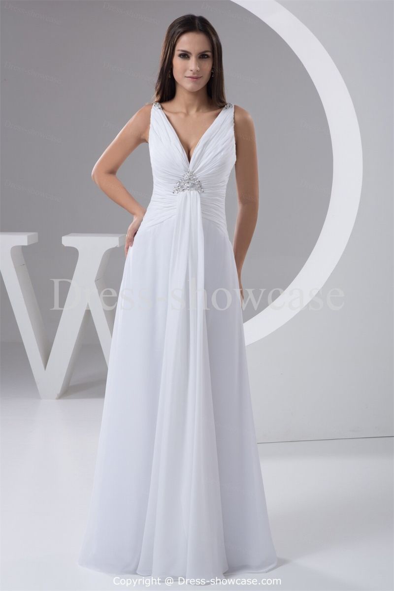 A line v neck wedding dresses Photo - 1