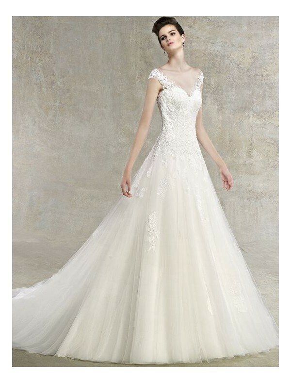 A line wedding dresses with straps Photo - 2