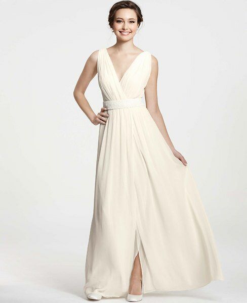 Ann Taylor goddess v neck wedding dresses Photo - 1