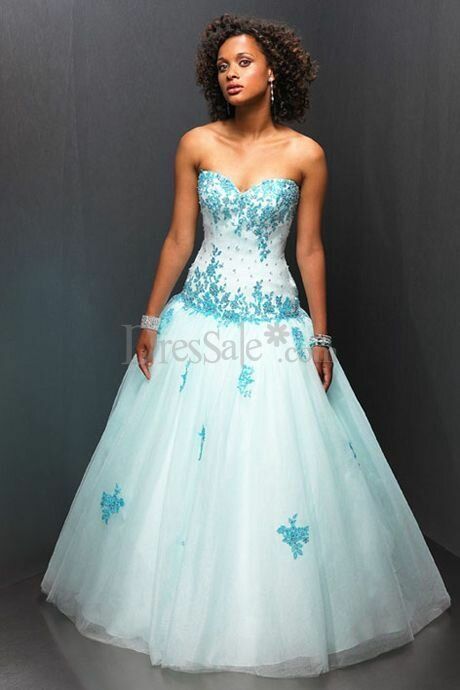 Baby blue and white wedding dresses Photo - 6