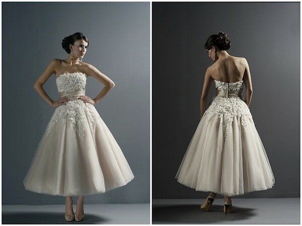 Vintage wedding dresses tea length photo - 5